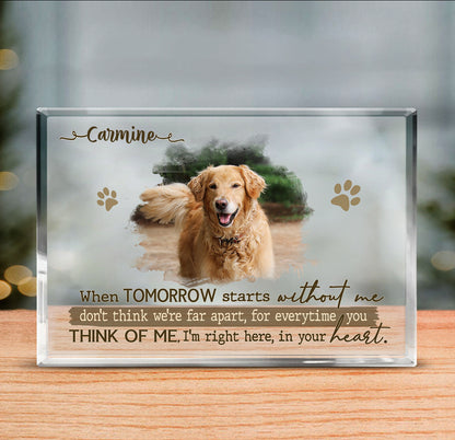 Personalized Dog Remembrance Plaque – Pet Acrylic Photo Block For Loss Of Dogs – Pet Memorial Gift – When Tomorrow Starts Without Me