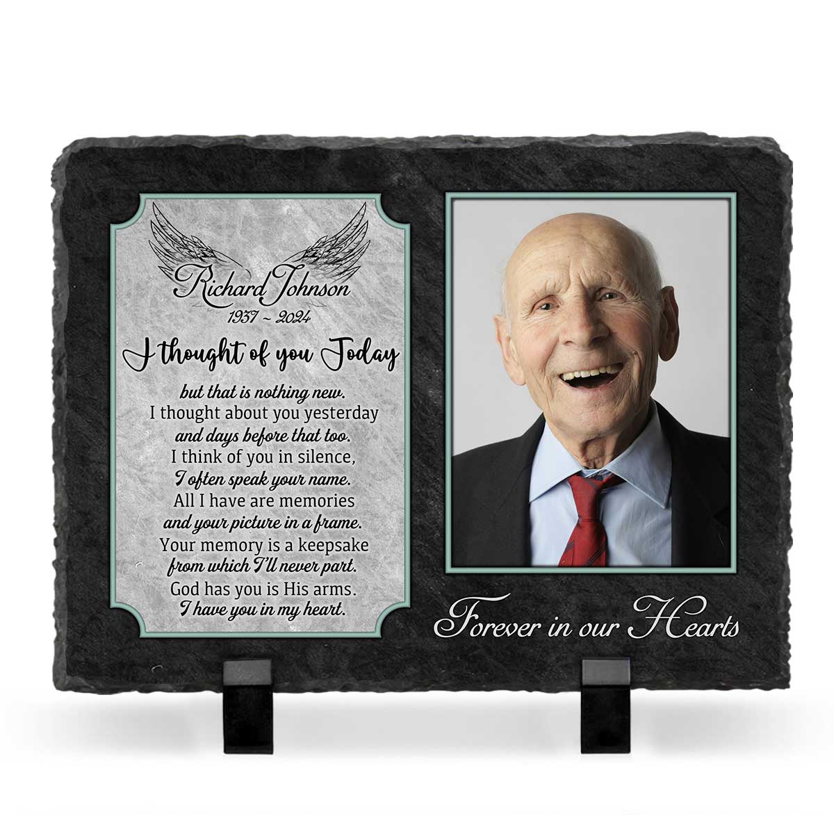 Custom Memory Plaque With Photo Stone – Dad’s Remembrance Gifts – I Thought Of You Today Poem