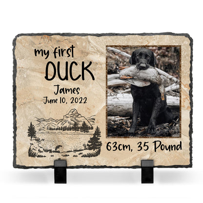 My First Duck – Personalized Duck Hunting Photo Slate – Father’s Day Gifts For Hunting Dad – Hunting Memory Keepsake