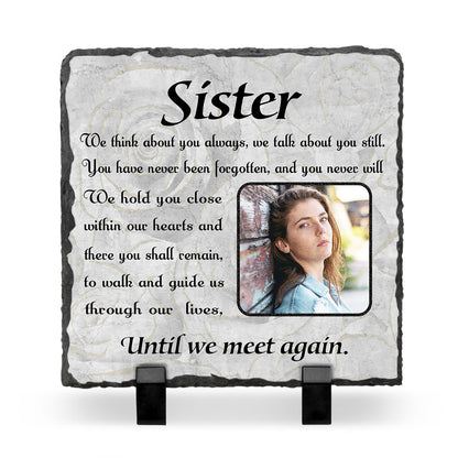 Personalized Sister Memorial Photo Slate, Sister Memorial Garden Stones, Sister Passed Away Gift, Loss of Sister Funeral Gift