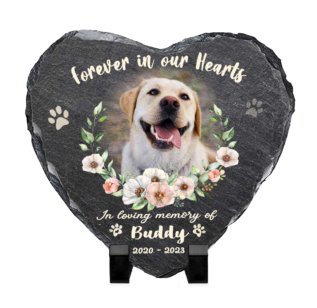 Forever In Our Hearts Personalized Dog Memorial Stone, Custom Photo Pet Memorial Stone, Dog Passed Away Gifts