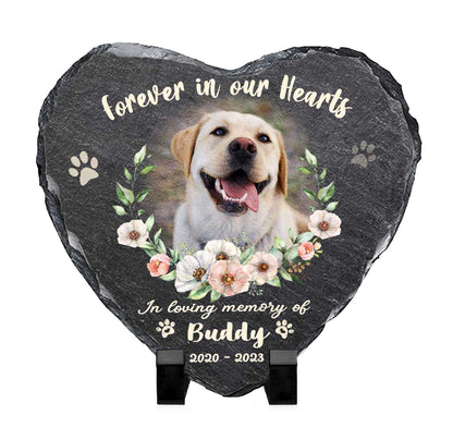 Forever In Our Hearts Personalized Dog Memorial Stone, Custom Photo Pet Memorial Stone, Dog Passed Away Gifts