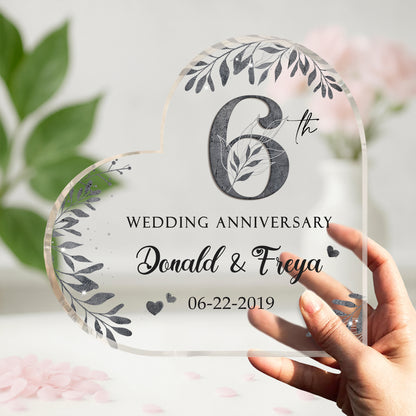 6th Wedding Anniversary Acrylic Plaque - Personalized 6 Year Anniversary Gift - Sixth Marriage Anniversary Gift