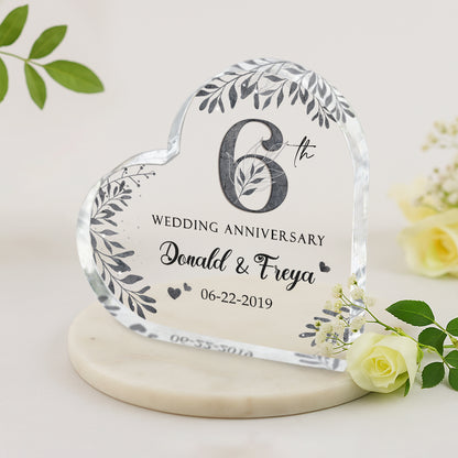 6th Wedding Anniversary Acrylic Plaque - Personalized 6 Year Anniversary Gift - Sixth Marriage Anniversary Gift