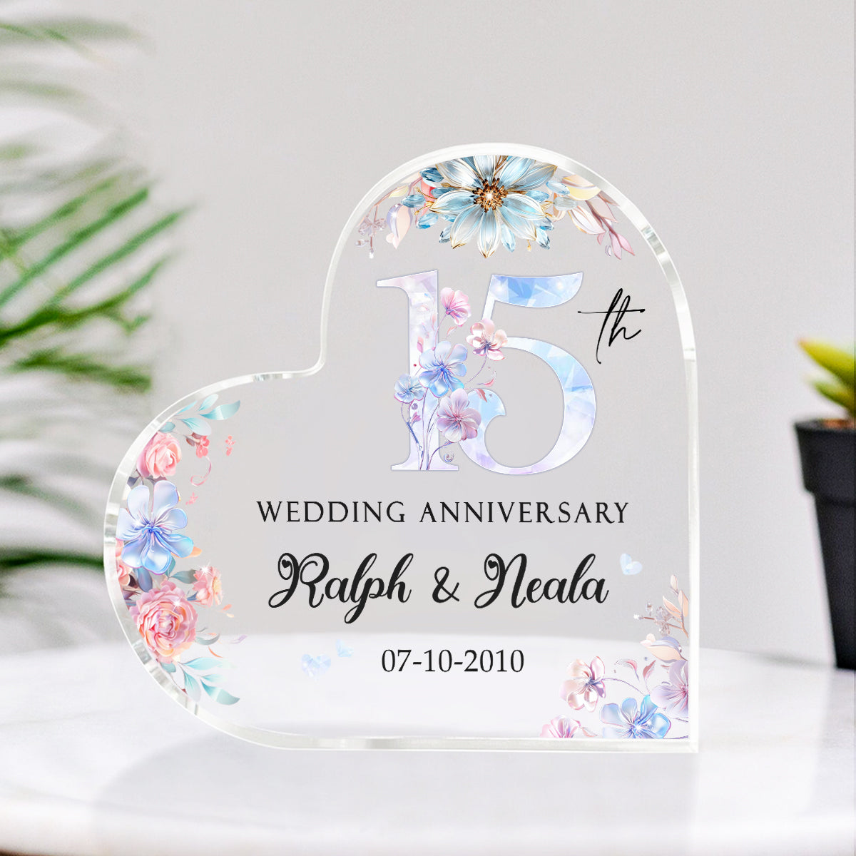 15th Wedding Anniversary – Acrylic Plaque, Personalized 15th Wedding Anniversary Gift, 15 Year Crystal Anniversary Gifts, Fifteen Year Anniversary Gifts