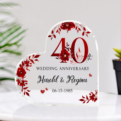 Personalized 40th Wedding Anniversary Gift - Ruby Anniversary Acrylic Plaque for Parents - Custom 40 Year Anniversary Photo Keepsake for Couple