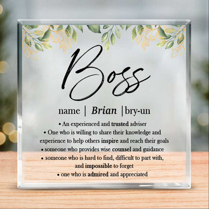 Boss Definition Personalized Acrylic Plaque – Boss Appreciation Gifts – Thank You Gifts For Boss