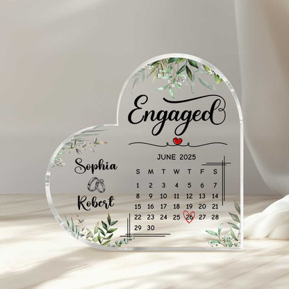 Personalized Engagement Gift, Engaged Calendar Acrylic Plaque, Engagement Gift for Couple, Engagement Keepsake Gift, Engaged Gift for Couple