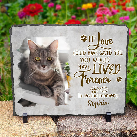 Cat Remembrance Stone Slate, Personalized Pet Memorial Gift, Loss of Cat Keepsake