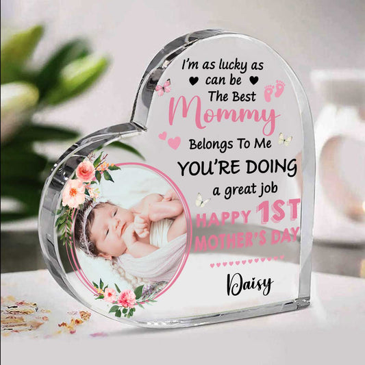 Best Mommy Belongs Me – Personalized First Mothers Day Acrylic Photo Plaque – Gift For 1st Mothers Day – First Mother’s Day Gift From Baby