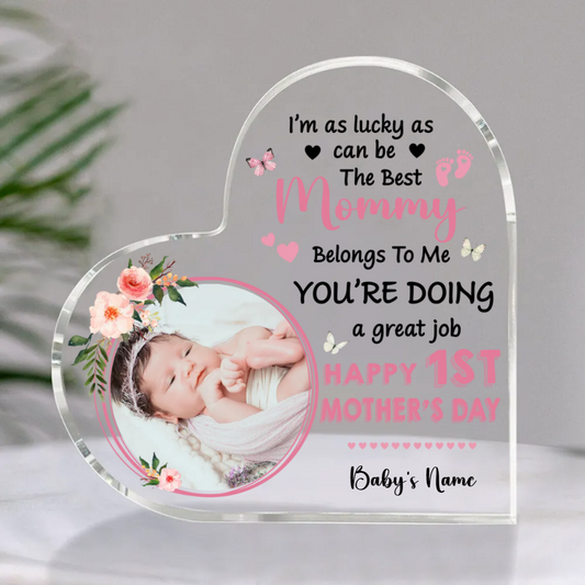 Best Mommy Belongs Me – Personalized First Mothers Day Acrylic Photo Plaque – Gift For 1st Mothers Day – First Mother’s Day Gift From Baby