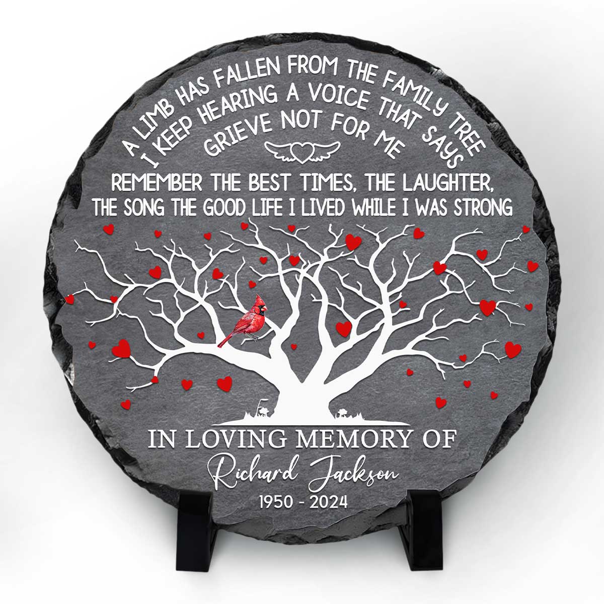 Custom Family Tree Memorial Stone – Personalized In Loving Memory Plaque – A Limb Has Fallen in Memory Gifts