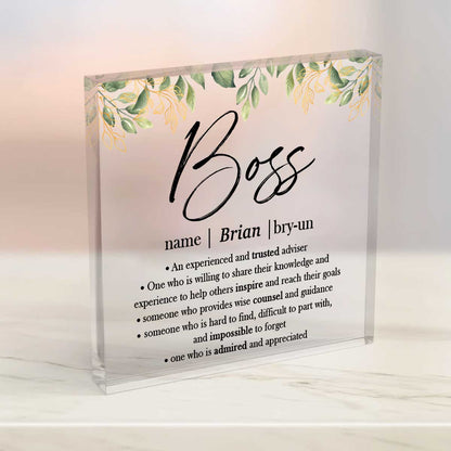 Boss Definition Personalized Acrylic Plaque – Boss Appreciation Gifts – Thank You Gifts For Boss
