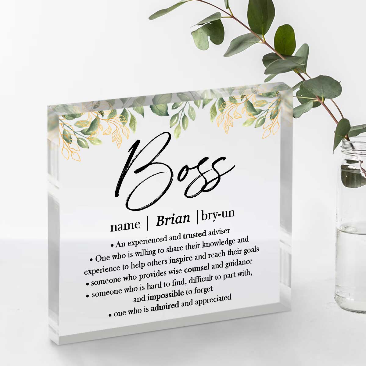 Boss Definition Personalized Acrylic Plaque – Boss Appreciation Gifts – Thank You Gifts For Boss