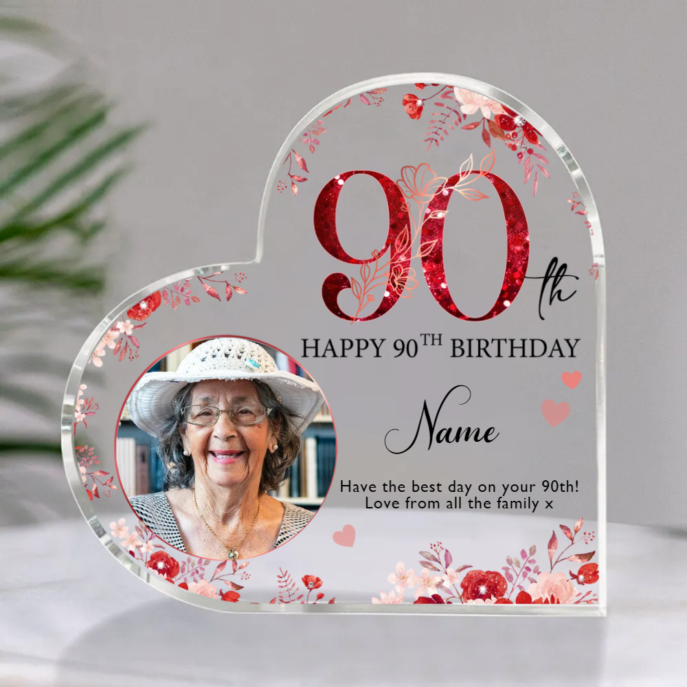 Personalized 90th Birthday Acrylic Plaque – Custom 90th Birthday Gifts – 90th Birthday Gift Ideas – Birthday Gifts For Old Women