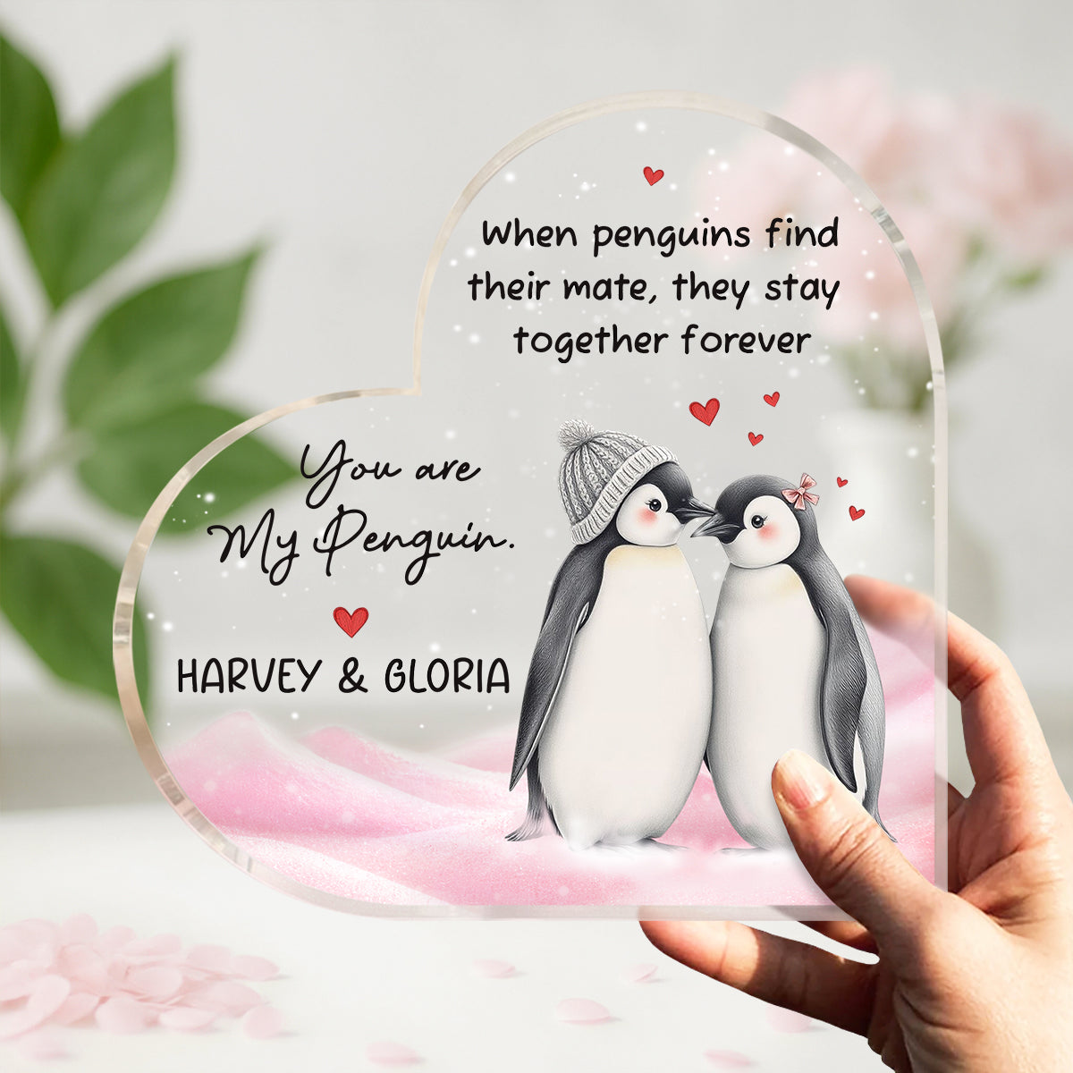You Are My Penguin Heart Acrylic Block, Personalised Valentines Day Gifts For Her, Penguin Couple Romantic Gifts, Gift for Girlfriend
