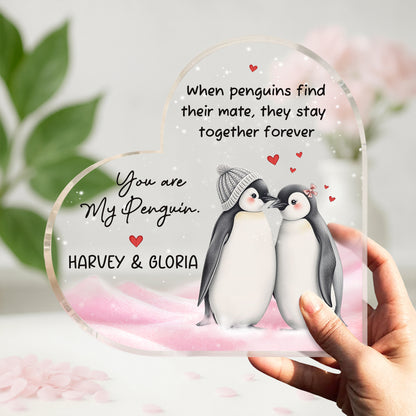 You Are My Penguin Heart Acrylic Block, Personalised Valentines Day Gifts For Her, Penguin Couple Romantic Gifts, Gift for Girlfriend
