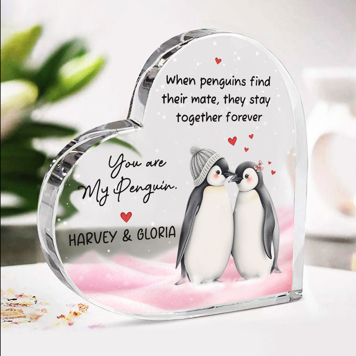 You Are My Penguin Heart Acrylic Block, Personalised Valentines Day Gifts For Her, Penguin Couple Romantic Gifts, Gift for Girlfriend