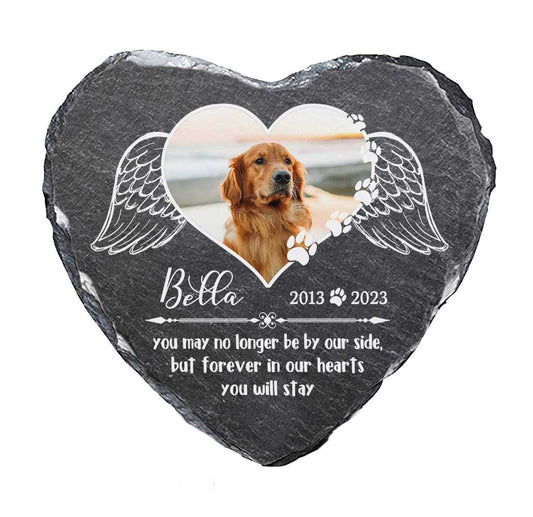 Custom No Longer By Our Side Pet Memorial Stone, Personalized Sympathy Gift For Loss Of Dog