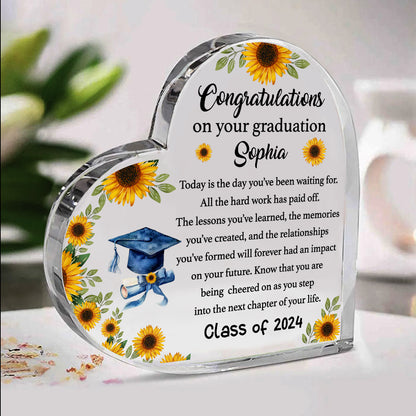 Custom Graduation Heart Acrylic Plaque – 2026 Graduation Gift For Her – College Graduation Gift