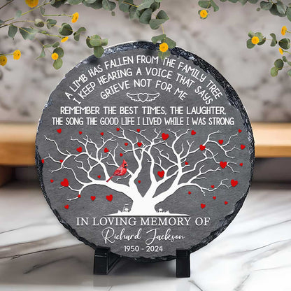 Custom Family Tree Memorial Stone – Personalized In Loving Memory Plaque – A Limb Has Fallen in Memory Gifts
