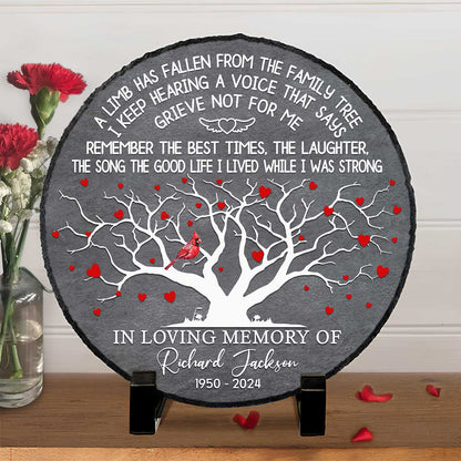 Custom Family Tree Memorial Stone – Personalized In Loving Memory Plaque – A Limb Has Fallen in Memory Gifts