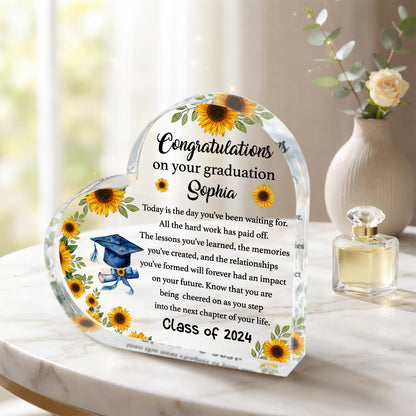 Custom Graduation Heart Acrylic Plaque – 2026 Graduation Gift For Her – College Graduation Gift