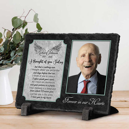 Custom Memory Plaque With Photo Stone – Dad’s Remembrance Gifts – I Thought Of You Today Poem