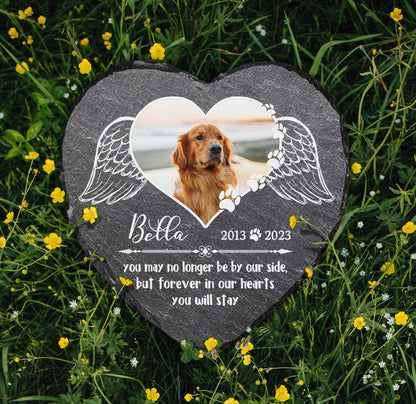 Custom No Longer By Our Side Pet Memorial Stone, Personalized Sympathy Gift For Loss Of Dog