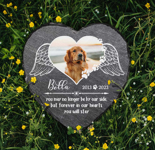 Custom No Longer By Our Side Pet Memorial Stone, Personalized Sympathy Gift For Loss Of Dog