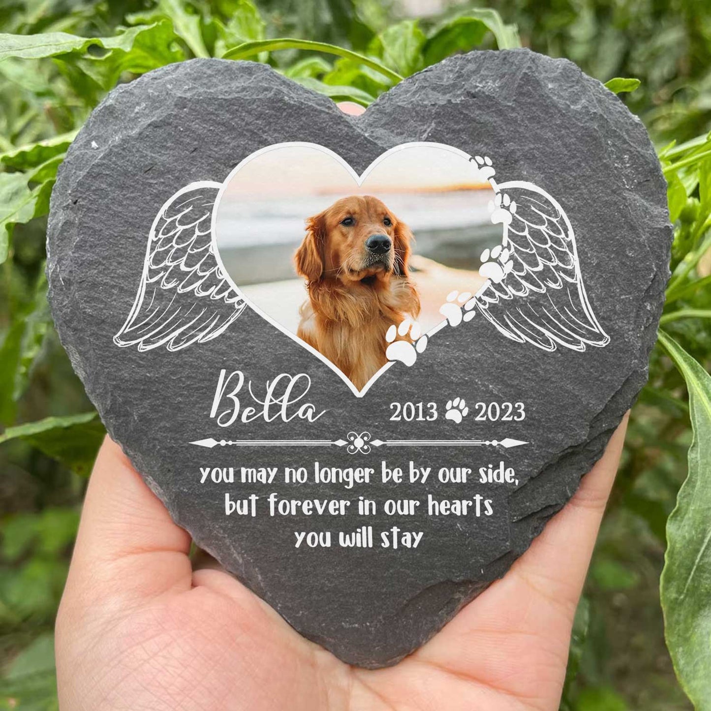 Custom No Longer By Our Side Pet Memorial Stone, Personalized Sympathy Gift For Loss Of Dog