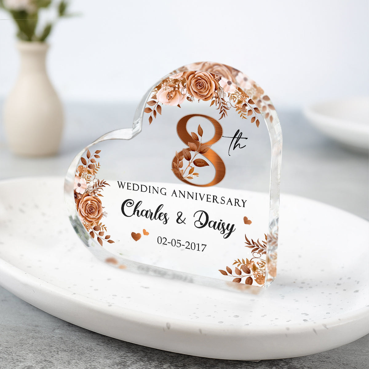 Customized Acrylic Plaque 8th Wedding Anniversary - Personalized 8 Year Wedding Anniversary Gift - Eighth Wedding Anniversary Bronze Gifts