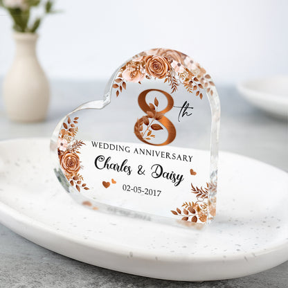 Customized Acrylic Plaque 8th Wedding Anniversary - Personalized 8 Year Wedding Anniversary Gift - Eighth Wedding Anniversary Bronze Gifts