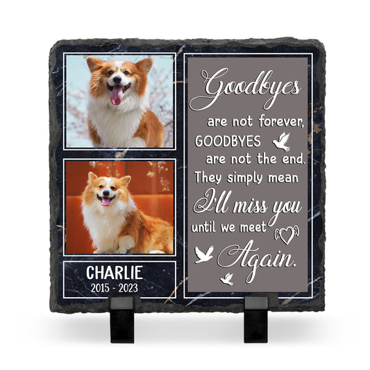 Personalized Pet Memorial Photo Stones - Dog Memorial Gifts For Garden - Until We Meet Again Pet Fur Keepsake