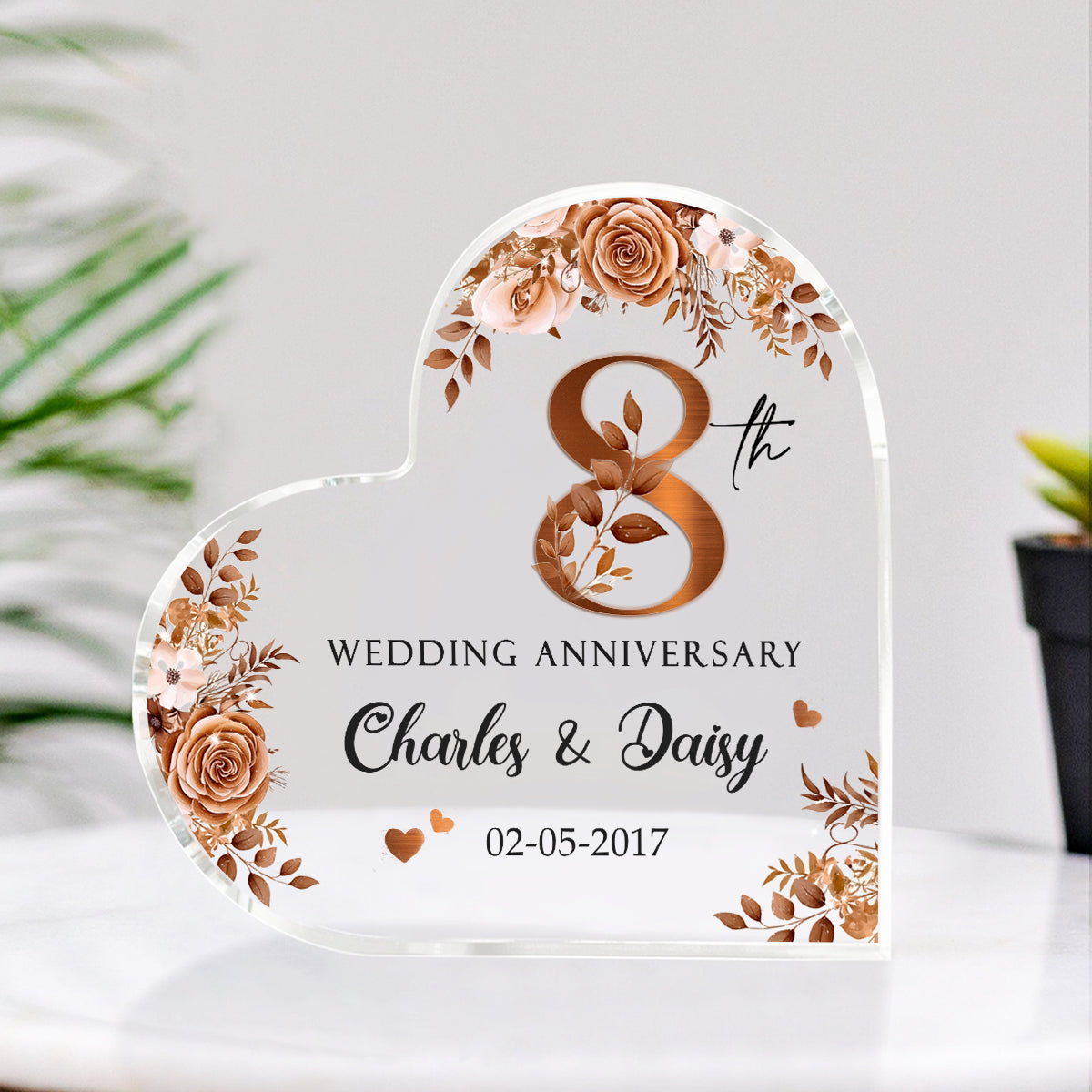Customized Acrylic Plaque 8th Wedding Anniversary - Personalized 8 Year Wedding Anniversary Gift - Eighth Wedding Anniversary Bronze Gifts