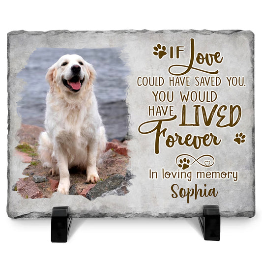If Love Could Have Saved You – Dog Memorial Stone Personalized, Rectangle Rock Slate, In Loving Memory Dog Loss Gifts