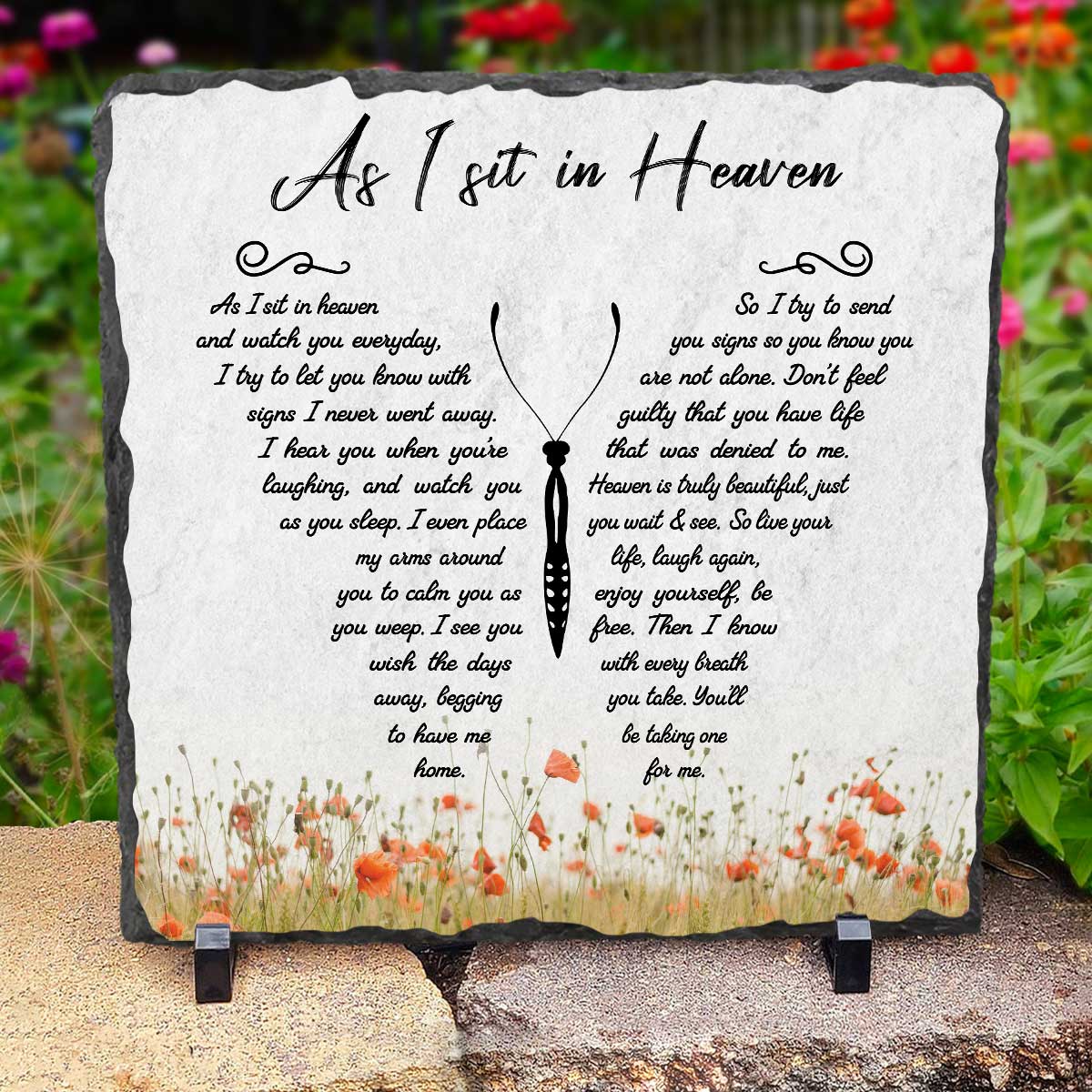 As I Sit In Heaven Butterfly Headstones, Custom Memorial Garden Stones, Personalized Gifts To Remember A Loved One, Sympathy Gifts