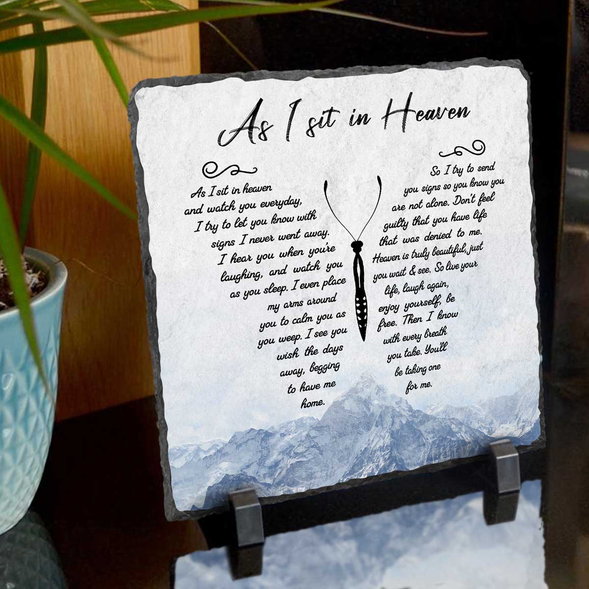 As I Sit In Heaven Butterfly Headstones, Custom Memorial Garden Stones, Personalized Gifts To Remember A Loved One, Sympathy Gifts