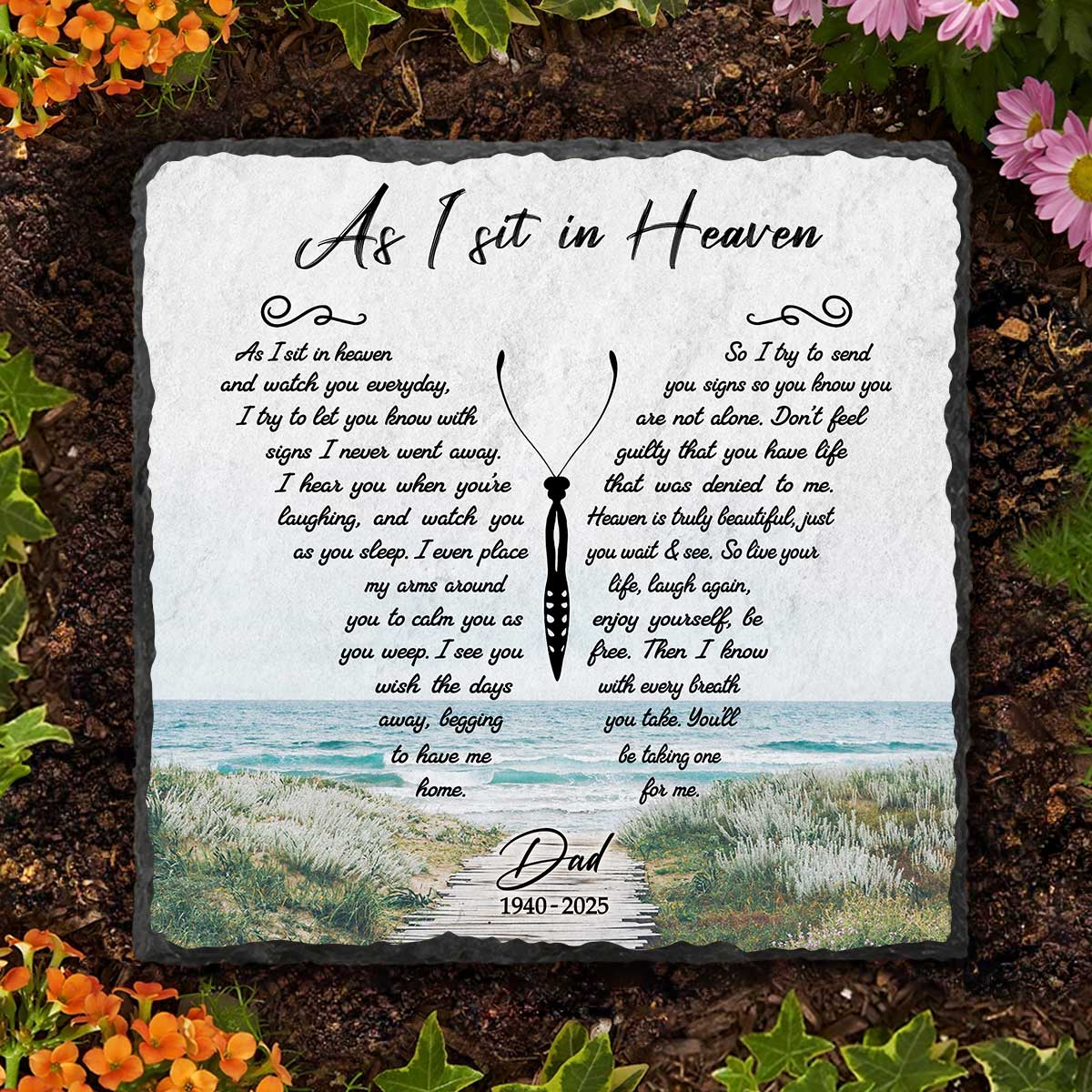 As I Sit In Heaven Butterfly Headstones, Custom Memorial Garden Stones, Personalized Gifts To Remember A Loved One, Sympathy Gifts
