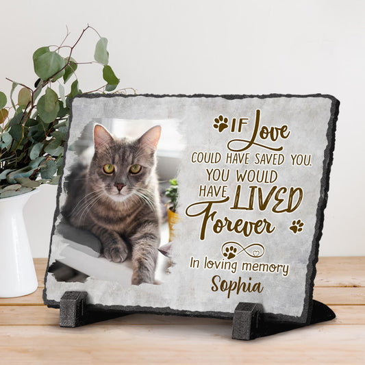 Cat Remembrance Stone Slate, Personalized Pet Memorial Gift, Loss of Cat Keepsake