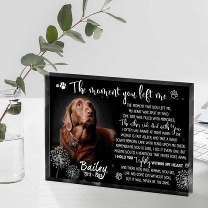 Dog Remembrance Plaque Personalized Photo - Custom Pet Memorial Gifts - Sympathy Gift For Loss Of Dog