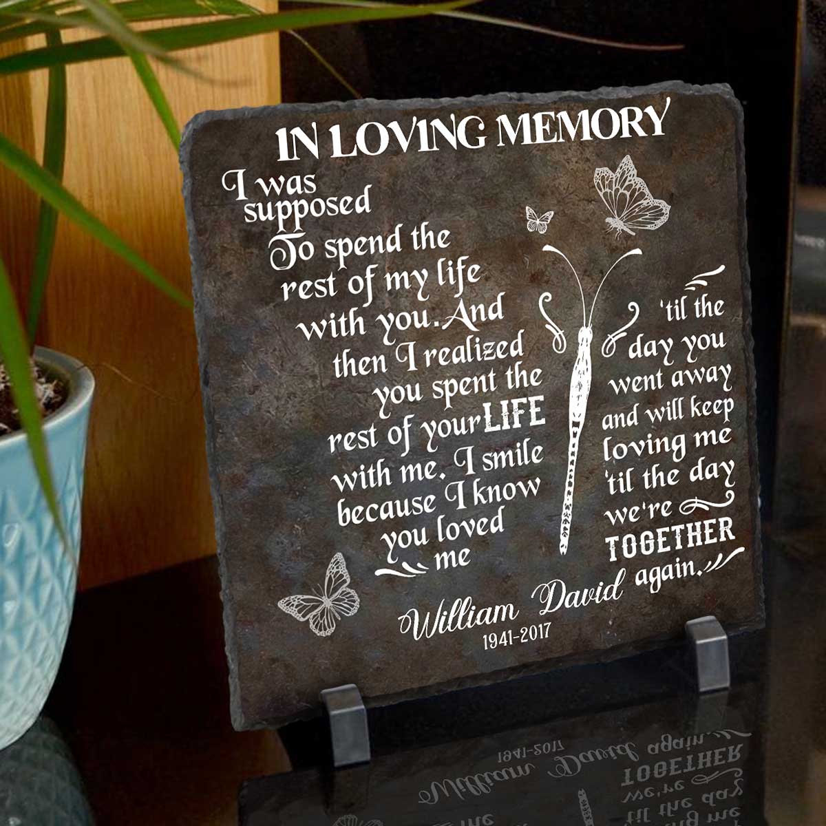 In Loving Memory Stone Slate, Personalized Memorial Plaque, Sympathy Bereavement Gift