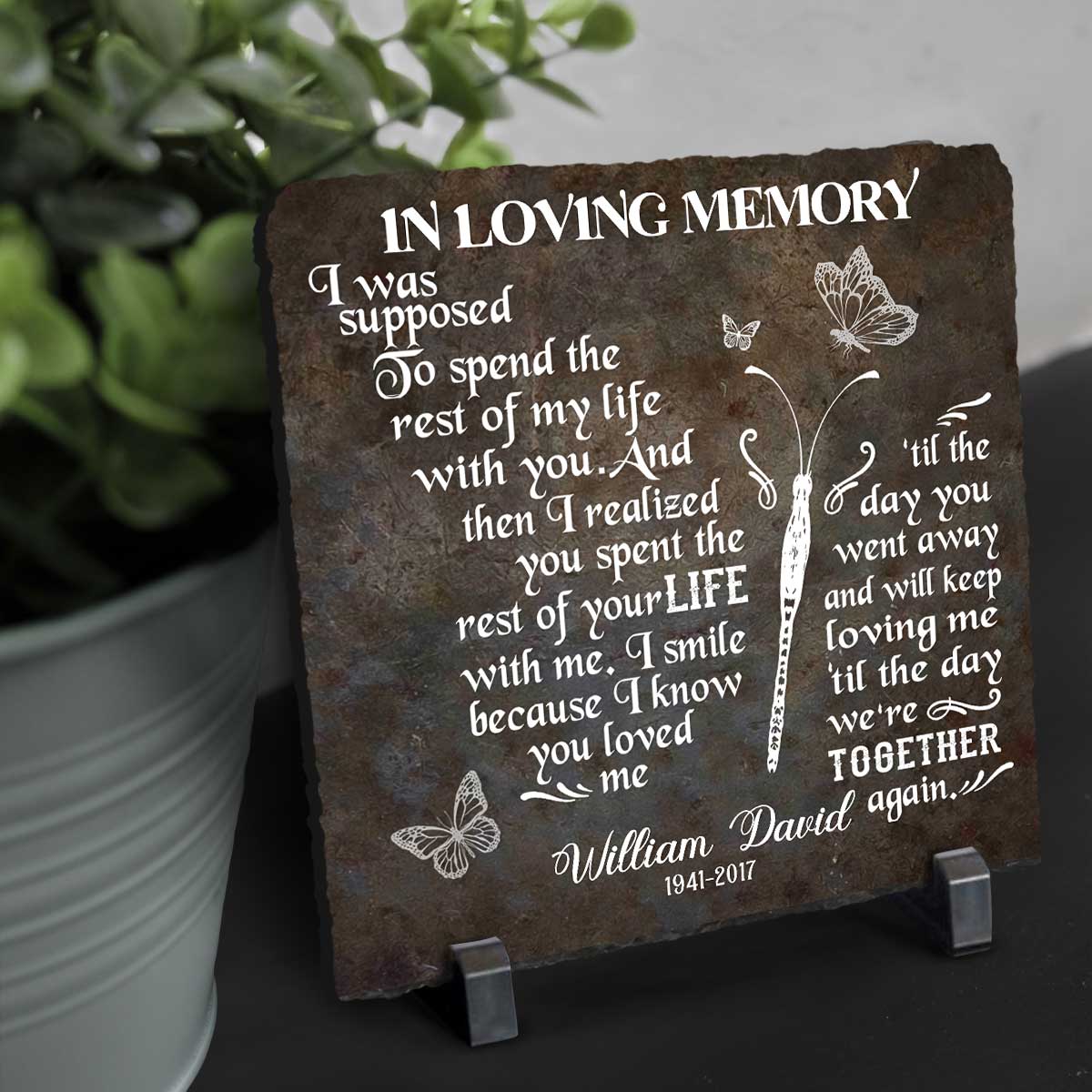 In Loving Memory Stone Slate, Personalized Memorial Plaque, Sympathy Bereavement Gift