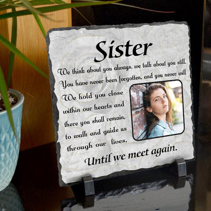 Personalized Sister Memorial Photo Slate, Sister Memorial Garden Stones, Sister Passed Away Gift, Loss of Sister Funeral Gift