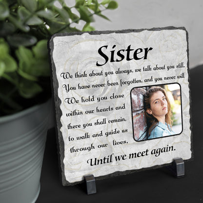 Personalized Sister Memorial Photo Slate, Sister Memorial Garden Stones, Sister Passed Away Gift, Loss of Sister Funeral Gift