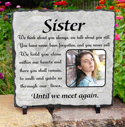 Personalized Sister Memorial Photo Slate, Sister Memorial Garden Stones, Sister Passed Away Gift, Loss of Sister Funeral Gift