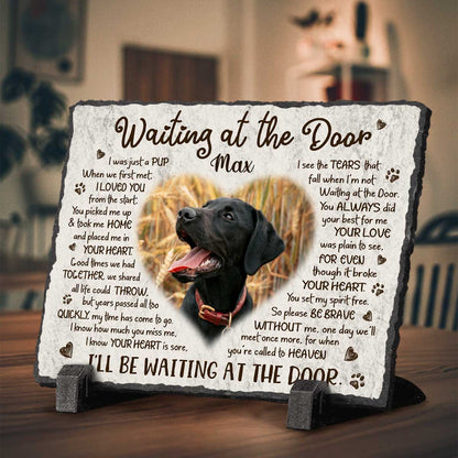 Personalised Pet Memorial Stones - Dog Death Gifts - Keepsake For Dogs - Waiting At The Door Stone Slate