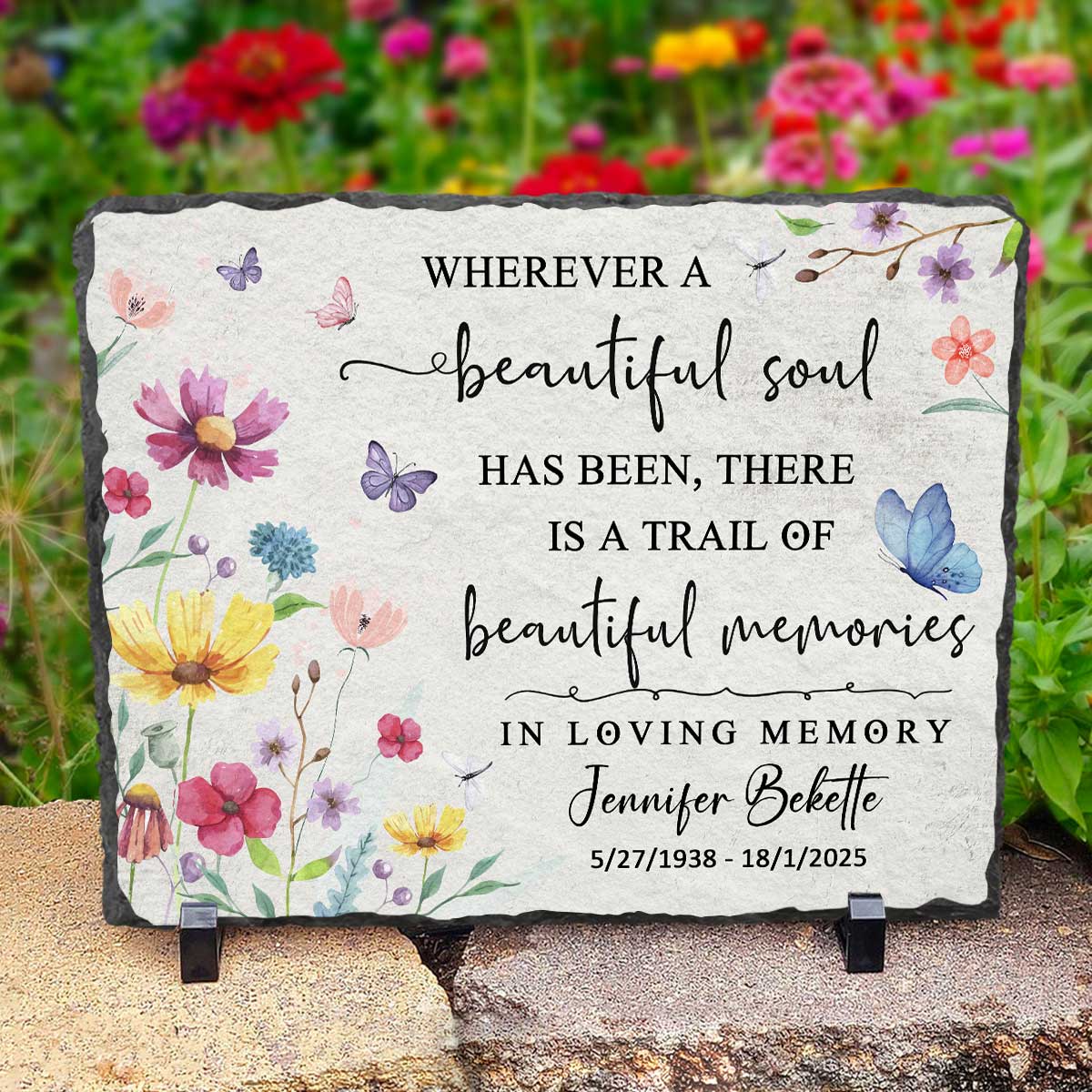 Wherever A Beautiful Soul Has Been – Personalized Memorial Stones, Custom Memorial Garden Stones, Memorial Gifts For Bereavement