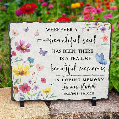 Wherever A Beautiful Soul Has Been – Personalized Memorial Stones, Custom Memorial Garden Stones, Memorial Gifts For Bereavement