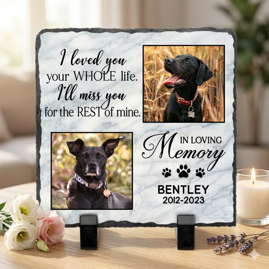 Dog Memorial Stone For Garden Personalized, Dog Memorial Gifts Keepsakes, Dog Grave Marker With Photo